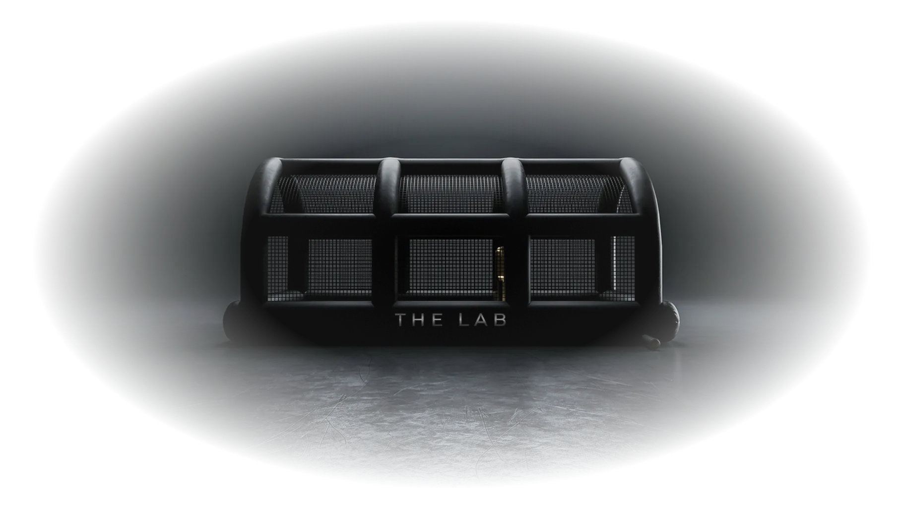 A 3D product render of an inflatable baseball cage.