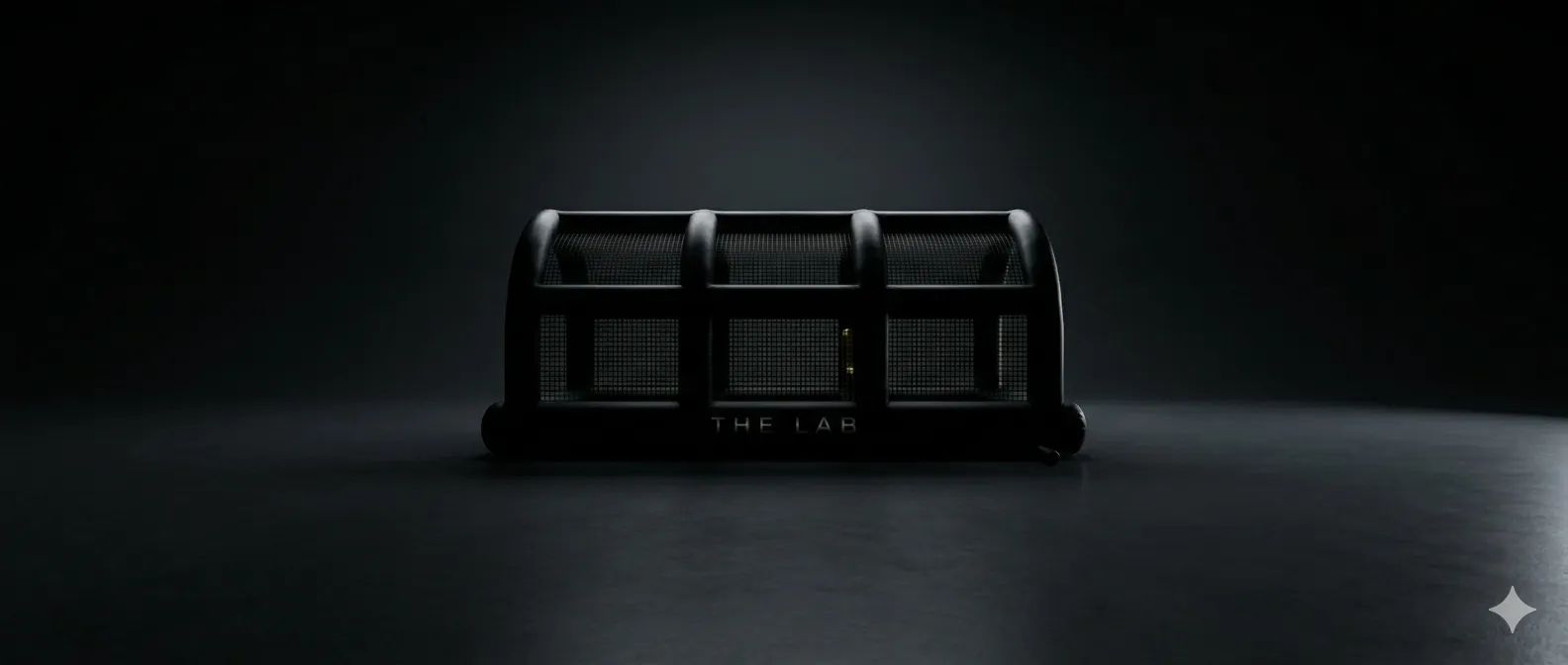 A 3D product render of an inflatable baseball cage.